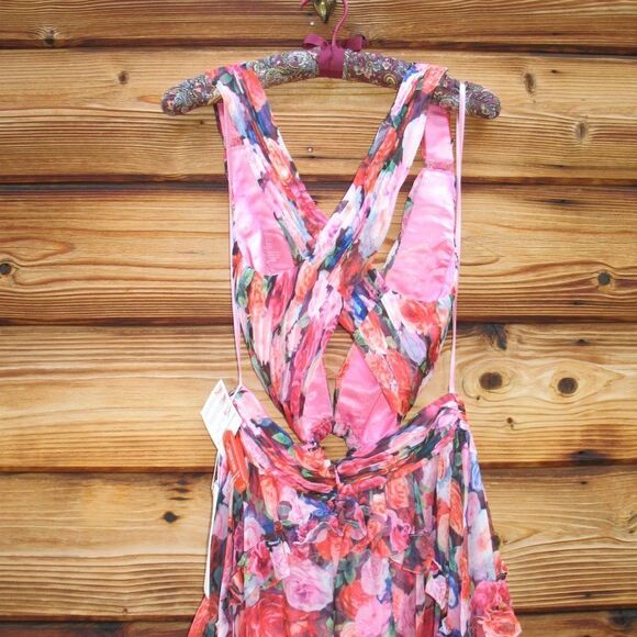 Mac Duggal 68076 Ruffle Floral Cut Out Dress - Picture 13 of 15